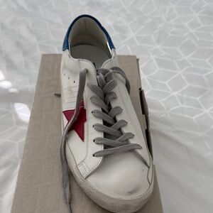 Golden Goose White and Blue Sneakers